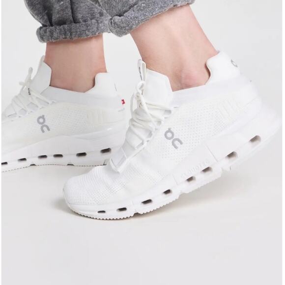 On Running Shoes - On Cloudnova women’s Allwhite running shoes size 7.5
